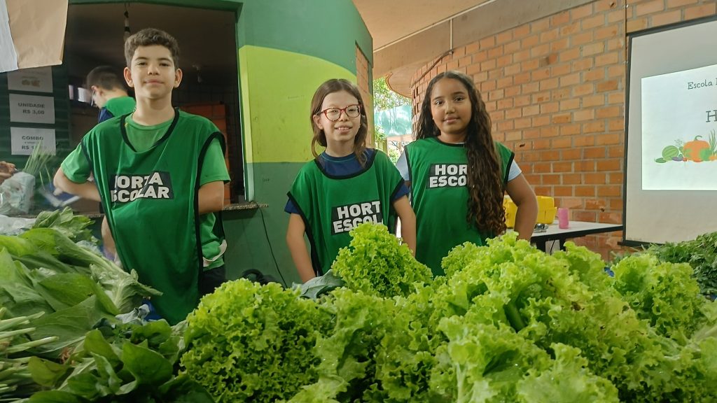 Na ‘Horta Escolar’, os alunos apresentaram cinco pilares envolvendo a cadeia de produção de hortaliças; Ambiental, Econômico, Educacional, Nutricional e Social na Feira do Conhecimento da EE Alício Araújo