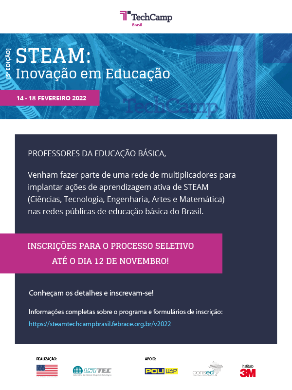 Portal Governo do Amapá - Educação: inscrições para a 5ª edição do Steam  Techcamp estão abertas para gestores e professores estaduais